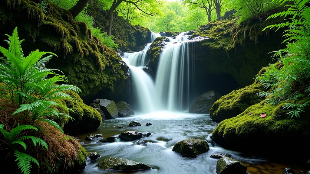 Devil Glen waterfall and stream ecosystem